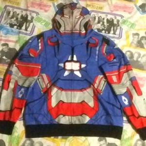 2013 Iron Man 3 Patriot Reflective Zip Up Hoodie Vintage Hooded Sweatshirt Movie